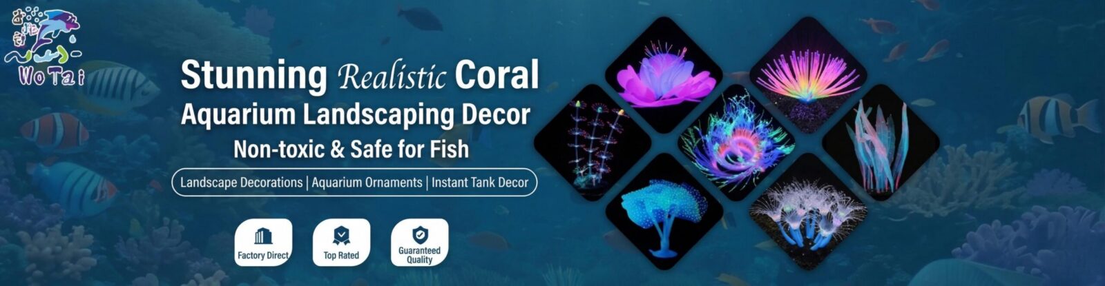 stunning realistic coral aquarium landscaping decor. non-toxic & safe for fish. landscape decorations | aquarium ornaments | instant tank decor. factory direct, top rated, quaranteed quality.